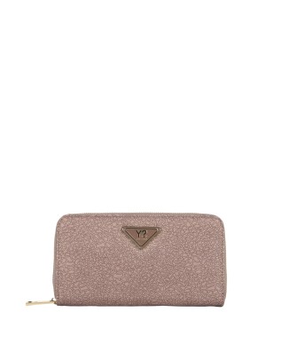  Ynot - Portafoglio donna zip around in tessuto logato ed