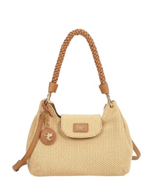  Ynot - Borsa a spalla con patta e manico Intrecciato Tg. 