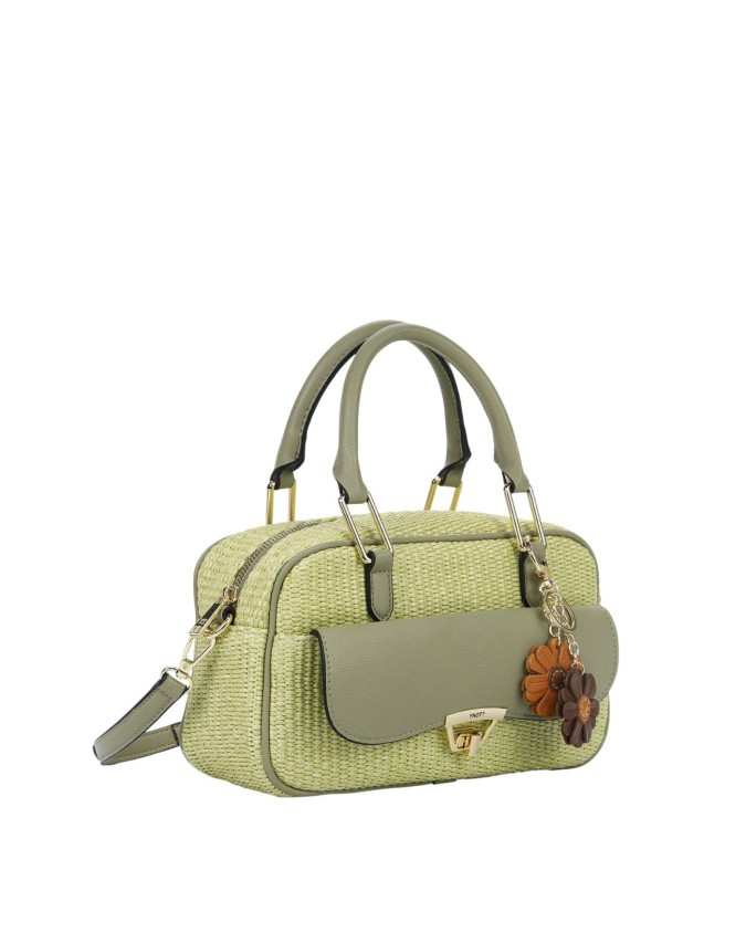  Ynot - Borsa bauletto con tasca frontale e tracolla in tessuto