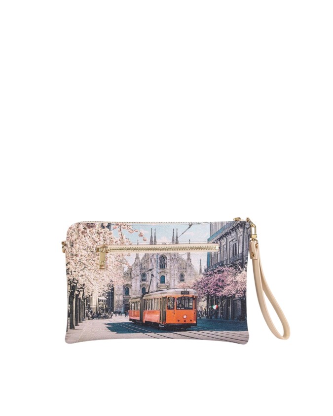  Ynot - Clutch Tg. S con tracolla in ecopelle stampa città