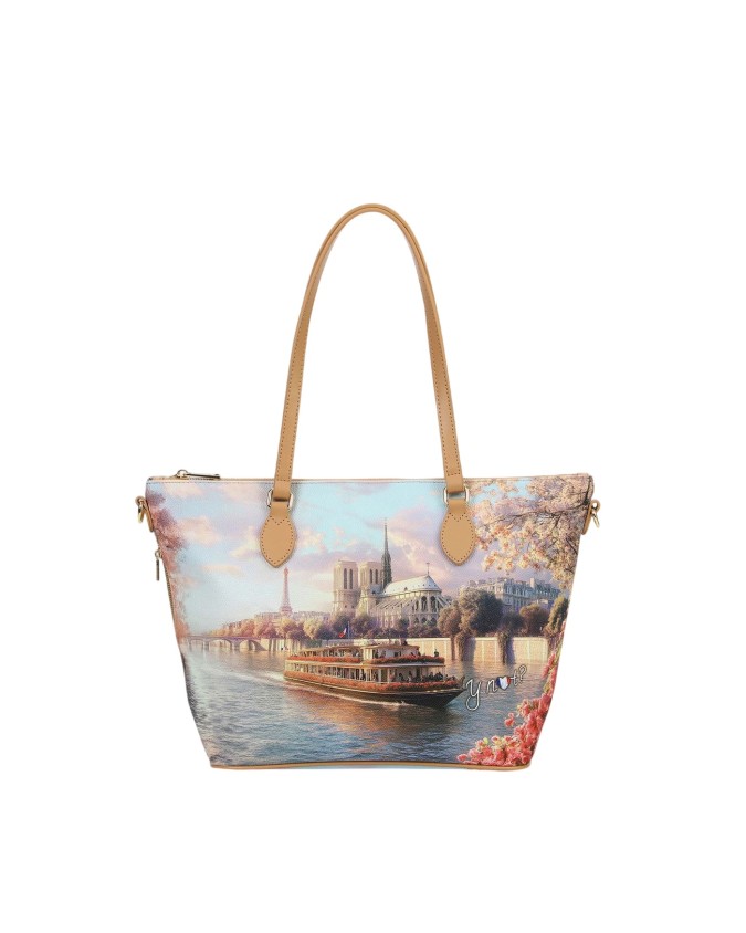  Ynot - Borsa shopping Tg. S in ecopelle stampa città Yesbag