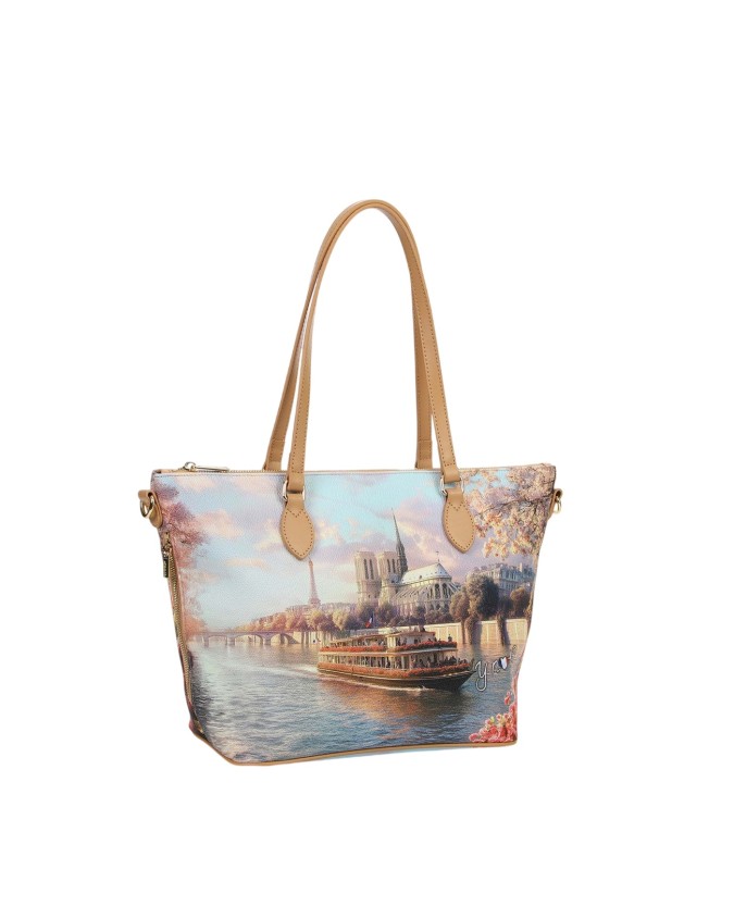  Ynot - Borsa shopping Tg. S in ecopelle stampa città Yesbag
