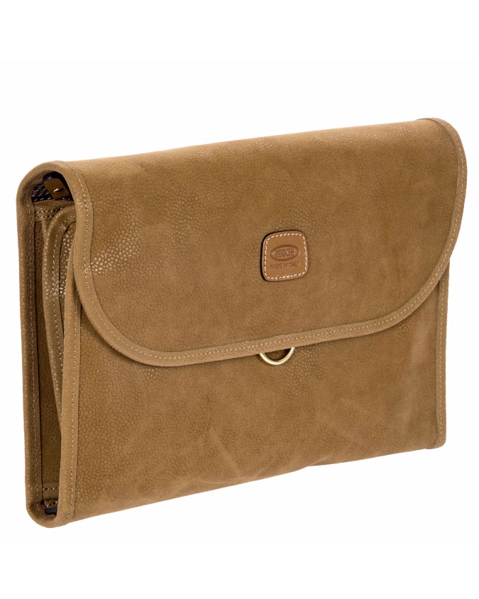  Bric's - Necessaire Tri Fold Grande in Tessuto Scamosciato Life