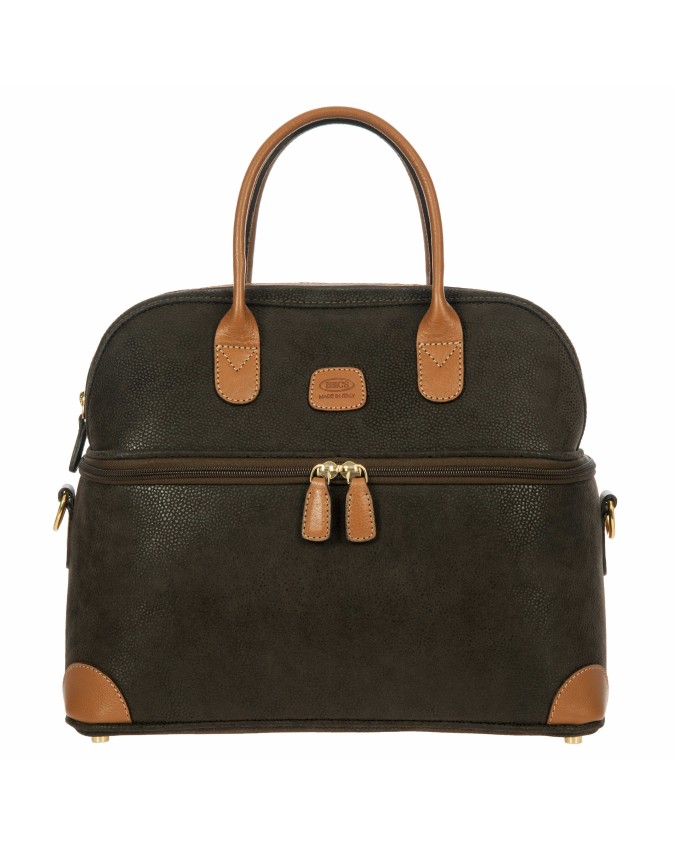  Bric's - Beauty Case con Doppio Manico in Tessuto Scamosciato