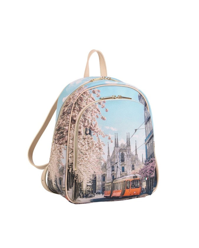  Ynot - Zaino Donna Tg. M con tasca esterna in Ecopelle Stampa