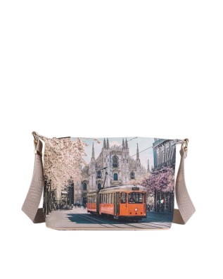  Ynot - Borsa Hobo Tg. S in ecopelle stampa città Yesbag