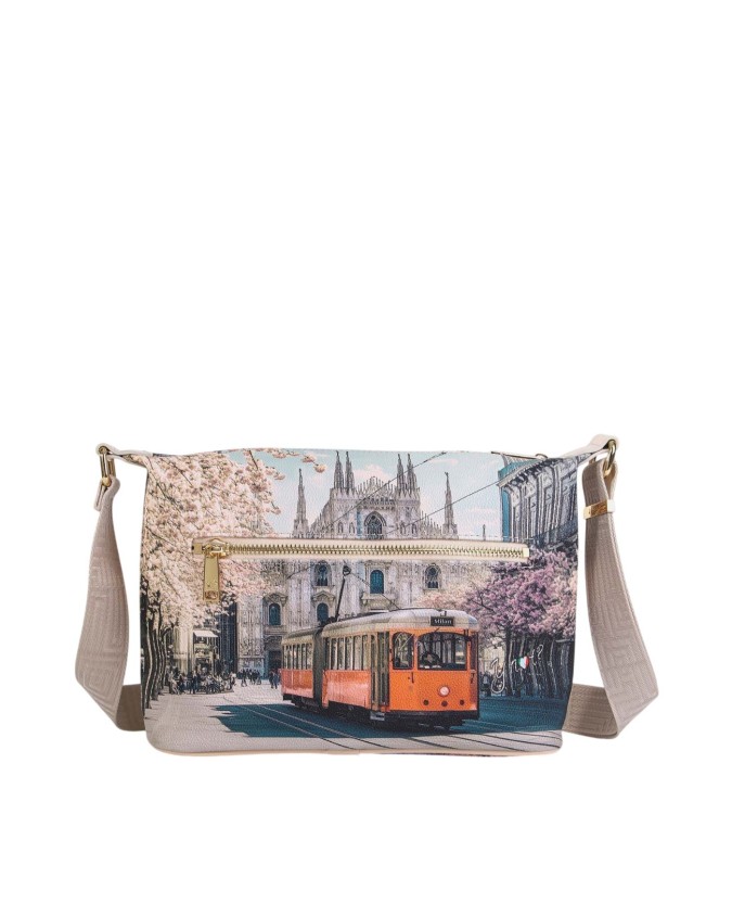  Ynot - Borsa Hobo Tg. S in ecopelle stampa città Yesbag