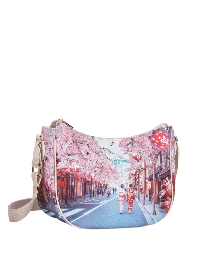  Ynot - Borsa a sacca Tg. L con tracolla in ecopelle stampa
