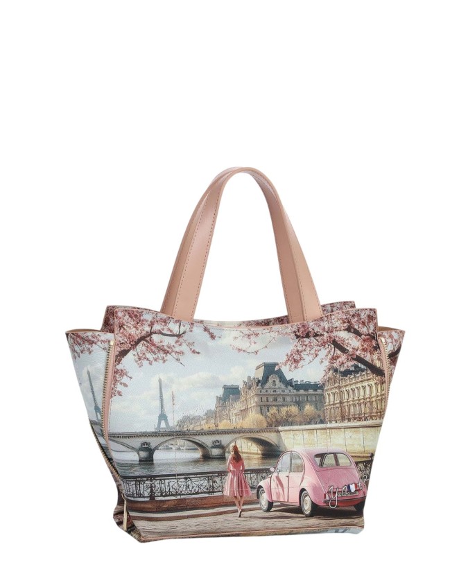  Ynot - Borsa Tote bag Tg. M in ecopelle con due manici stampa