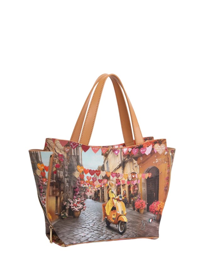  Ynot - Borsa Tote bag Tg. M in ecopelle con due manici stampa