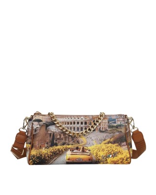 Ynot - Faux leather satchel bag with metal handle and shoulder