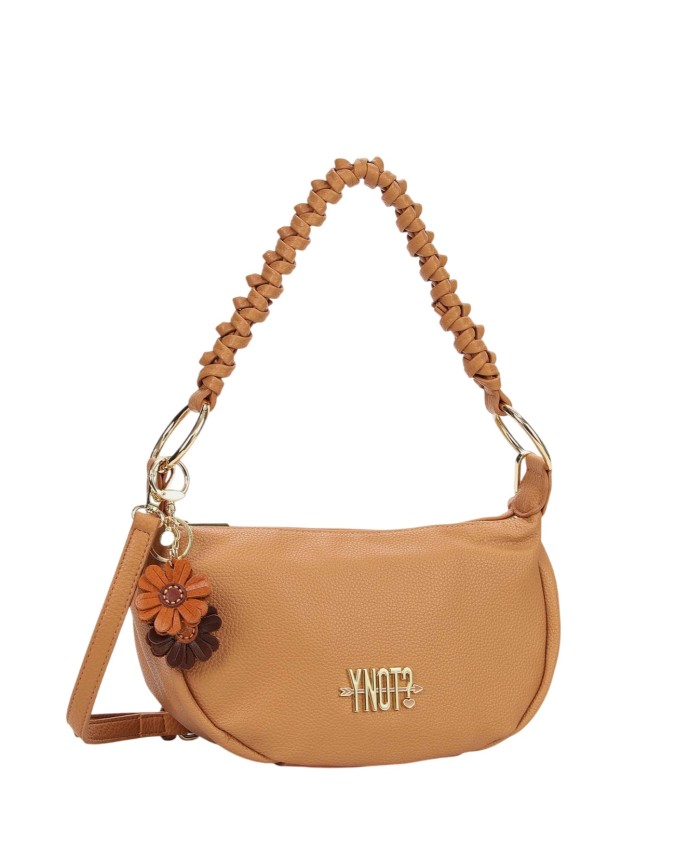 Ynot - Borsa hobo in ecopelle con manico intrecciato e