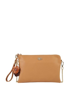 Ynot - Faux leather clutch with metal shoulder strap, Size M
