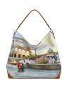  Ynot - Borsa a spalla hobo in ecopelle stampa città Yesbag