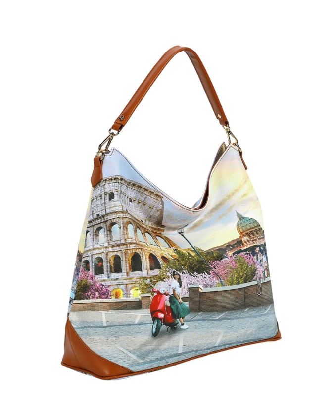  Ynot - Borsa a spalla hobo in ecopelle stampa città Yesbag