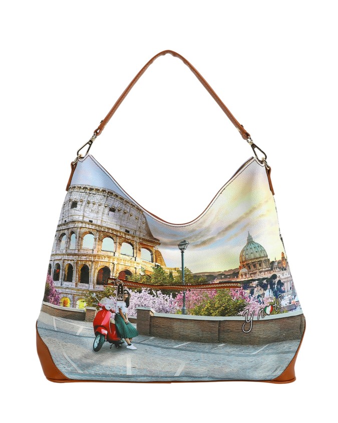 Ynot - Borsa a spalla hobo in ecopelle stampa città Yesbag