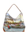  Ynot - Borsa a spalla hobo in ecopelle stampa città Yesbag