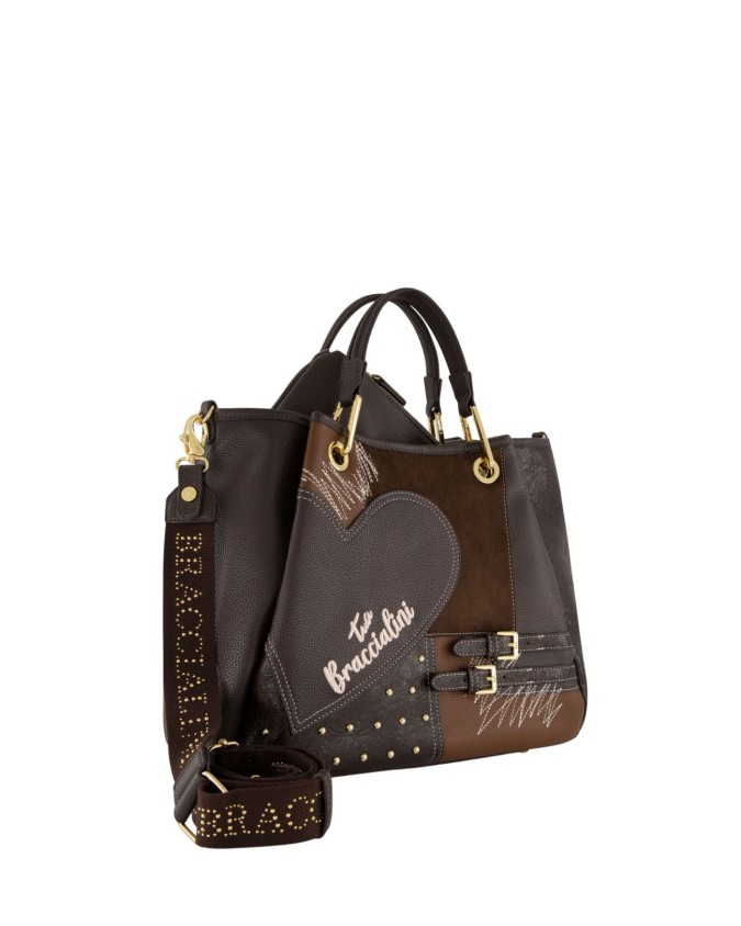  Braccialini - Borsa a mano con tracolla in ecopelle Tg. 