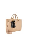 Braccialini - Large faux leather handbag with keychain and ribbon by Beth