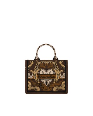Braccialini - Handtasche, Größe M, aus besticktem Stoff...