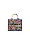 Braccialini - Medium-sized handbag in embroidered fabric with a Queen shoulder strap