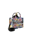Braccialini - Medium-sized handbag in embroidered fabric with a Queen shoulder strap