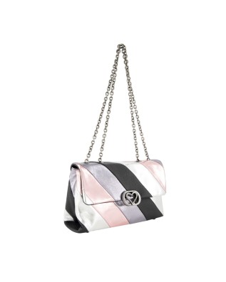  Braccialini - Borsa a spalla in pelle con tracolla in metallo 2