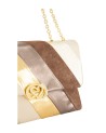 Braccialini - Size L leather shoulder bag with a metal Patchwork shoulder strap