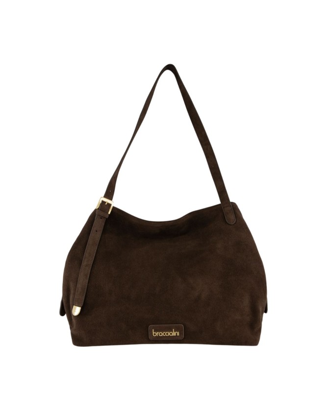  Braccialini - Borsa a spalla in pelle scamosciata con manici