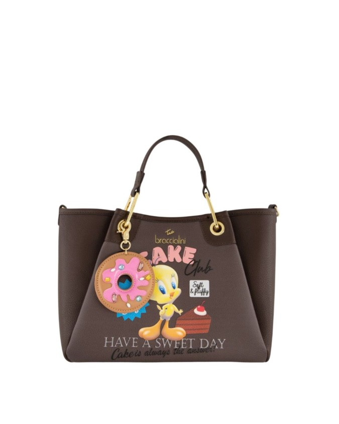  Braccialini - Borsa a mano in ecopelle con stampe Looney Tunes