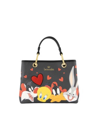 Braccialini - Size M faux leather handbag with Looney...