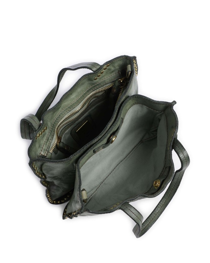  Campomaggi - Borsa Shopping con Borchie e Tracolla in Pelle