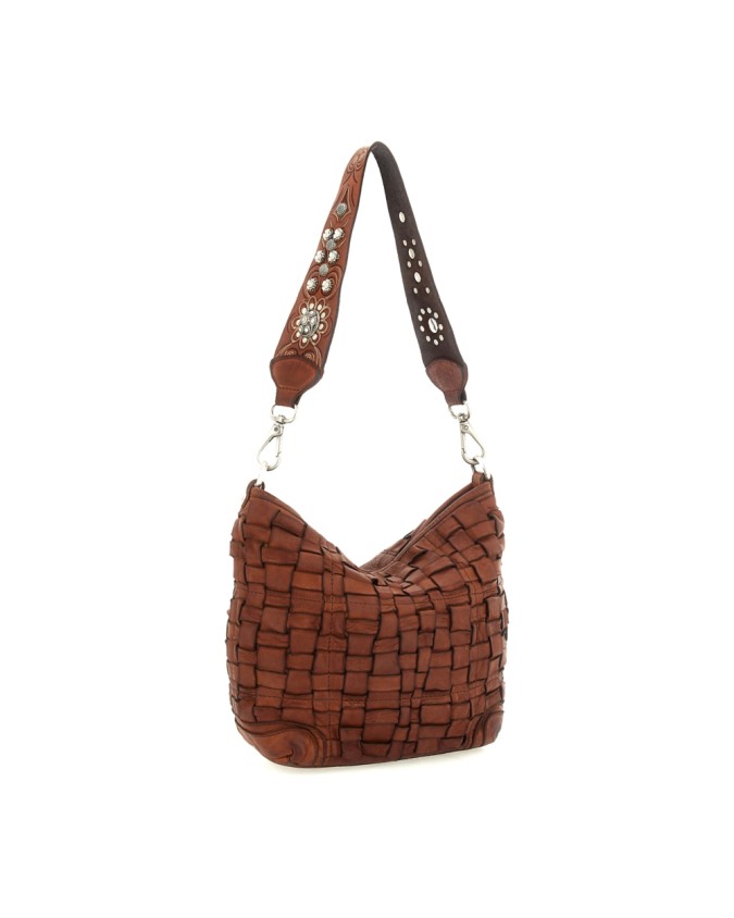  Campomaggi - Borsa a spalla in pelle intrecciata Tg. 