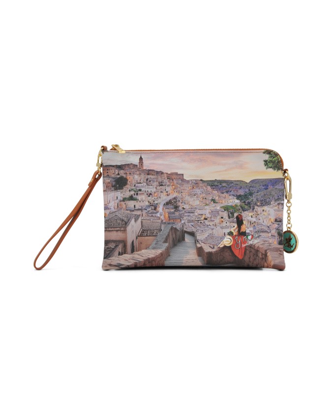  Ynot - Clutch Tg. S con tracolla in ecopelle stampa città