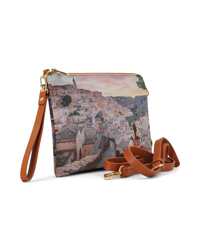  Ynot - Clutch Tg. S con tracolla in ecopelle stampa città