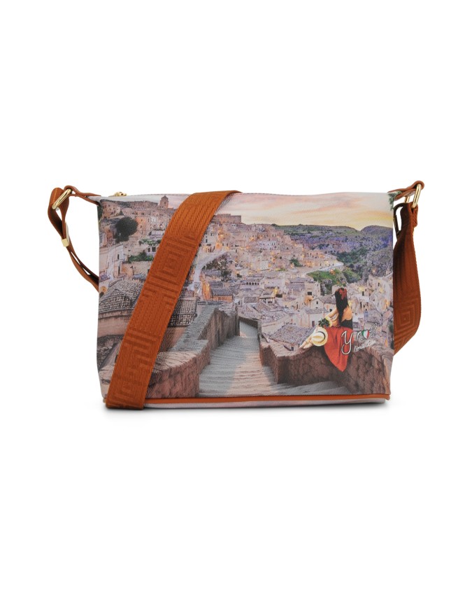  Ynot - Borsa Hobo Tg. S in ecopelle stampa città Yesbag