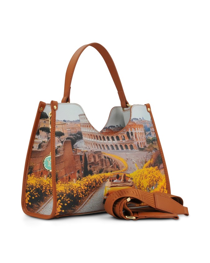  Ynot - Tote bag small in ecopelle stampa città Yesbag