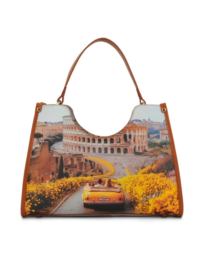  Ynot - Tote bag small in ecopelle stampa città Yesbag