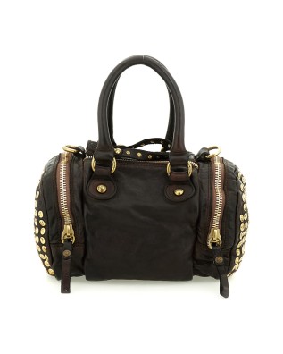  Campomaggi - Borsa Bauletto con Borchie in Pelle di Vacchetta