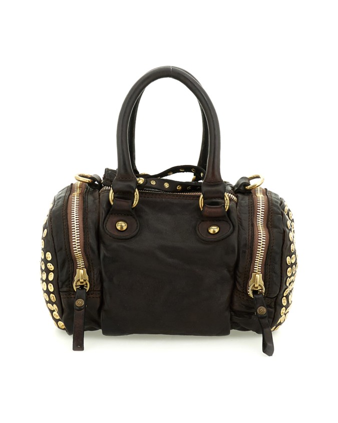  Campomaggi - Borsa Bauletto con Borchie in Pelle di Vacchetta