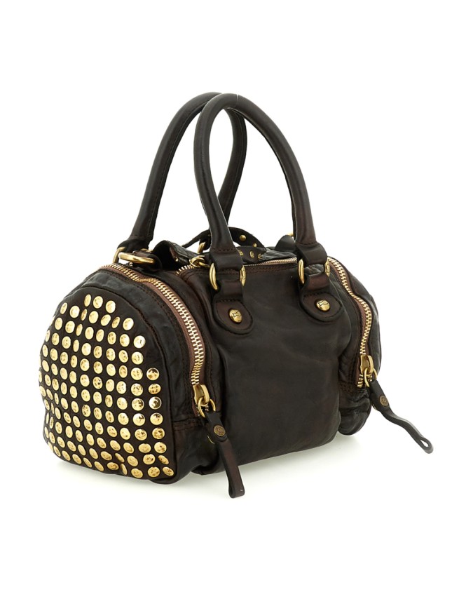  Campomaggi - Borsa Bauletto con Borchie in Pelle di Vacchetta