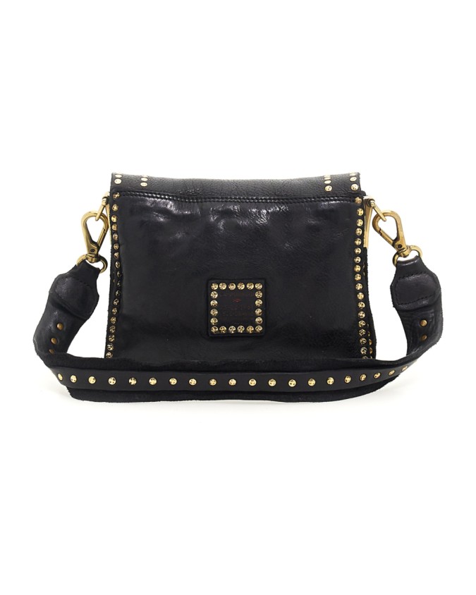 Campomaggi - Leather Shoulder Bag with Flap, Studs, and Rivets
