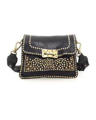 Campomaggi - Leather Shoulder Bag with Flap, Studs, and Rivets