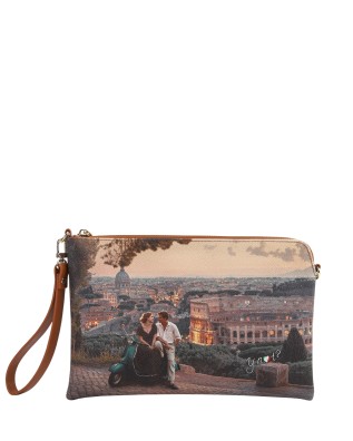 Ynot - Faux Leather Clutch with Shoulder Strap and Wrist Strap