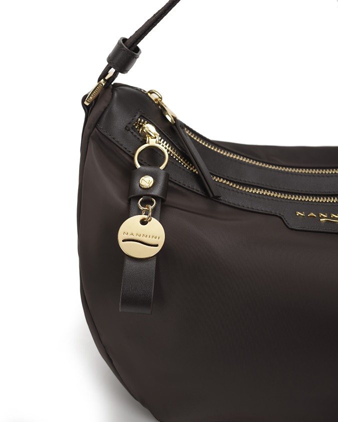  Nannini – Borsa a Spalla Mezzaluna in Nylon e Pelle Liberty
