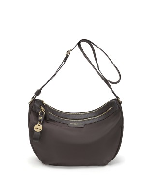 Nannini – Half-Moon Shoulder Bag in Nylon and Liberty Leather