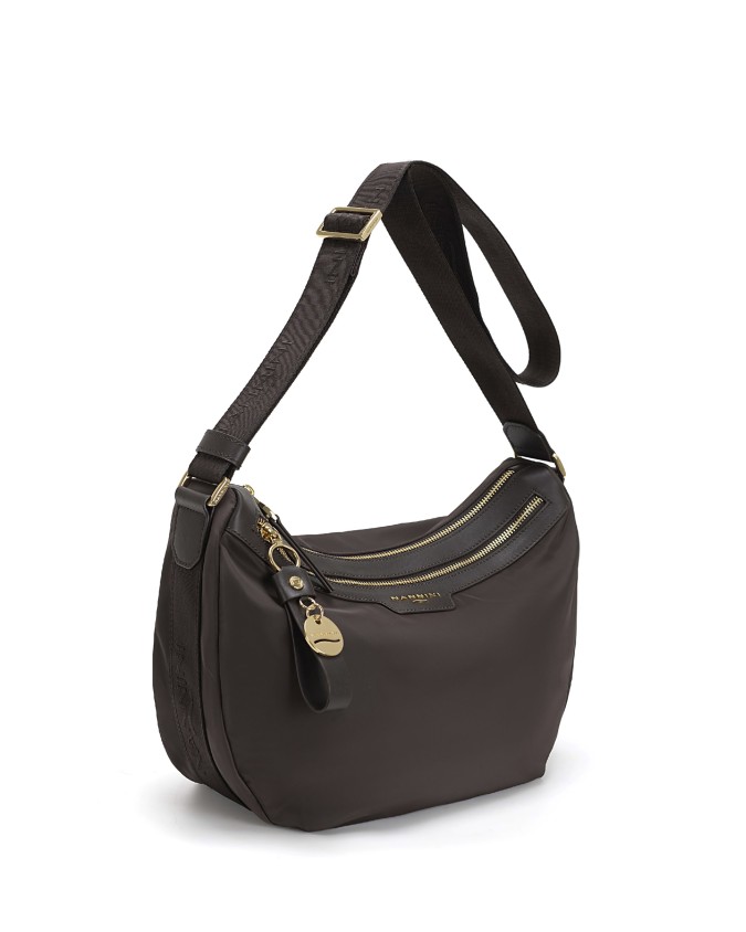  Nannini – Borsa a Spalla Mezzaluna in Nylon e Pelle Liberty