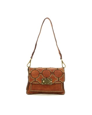 Campomaggi - Leather Shoulder Bag with Flap and Studs, Size S