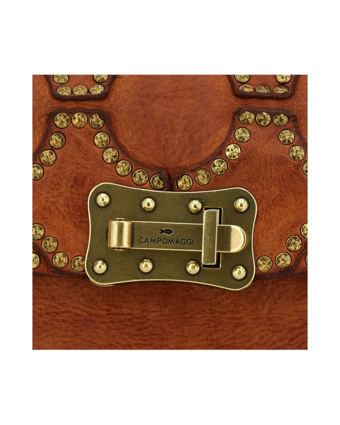 Campomaggi - Leather Shoulder Bag with Flap and Studs, Size S
