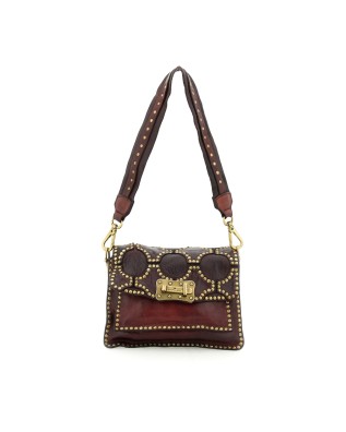 Campomaggi - Leather Shoulder Bag with Flap and Studs, Size S